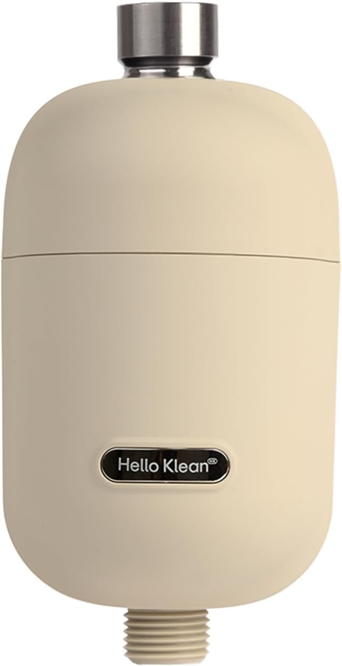 HELLO KLEAN Shower Filter in Beige - Filter Unwanted Metals, Chlorine & Impurities Found in Shower Water - Improves Quality of Skin & Hair - Quick Easy Install For In-Line & Electric Shower - Image 1