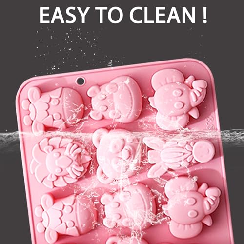 Fchil Animal Silicone Mold Set, Zoo Safari Shapes, 12 Cavity Design, Pink, Pack of 2 - Image 3