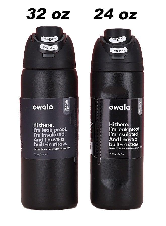 Owala （Very, Very Dark32OZ）FreeSip Insulated Stainless Steel Water Bottle with Straw for Sports, Travel, and School BPA-Free Sports Water Bottle - Image 2
