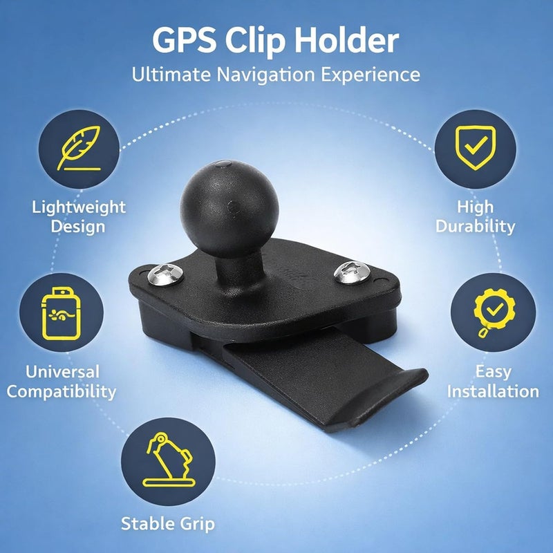 Dashboard GPS Back Mount Anti Shake Handheld GPS Clip Holder with 1 Inch Ball Head for Motorcycle Off Road Car - Image 3