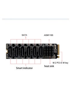 Generic M.2 NVME PCI-E PCIE X4 X8 X16 To 6 Port 3.0 SATA Adapter Card Riser III 6GB/S Chassis server PC Expansion+6PCS 3.0 SATA CABLE(size A)  - Image 5