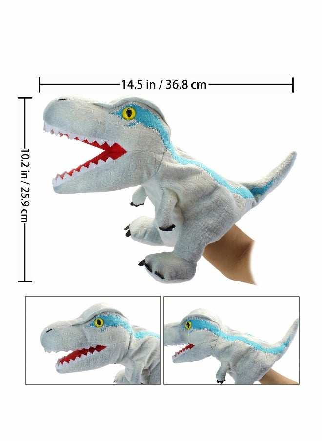 Velociraptor Dinosaur Hand Puppet Soft Plush Toy for Kids, Movable Mouth Finger Puppet, Perfect Birthday Gift for Creative Role Play  - Image 2