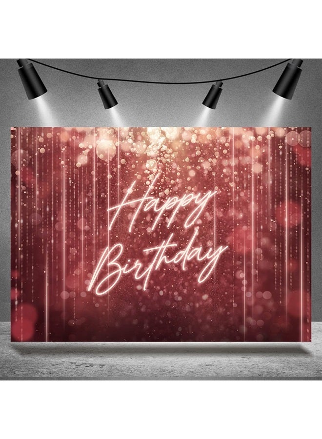 Rsuuinu خلفية عيد ميلاد سعيد للنساء مع بقع بوكيه باللون الوردي الذهبي والبرغندي لزينة حفلات عيد الميلاد للنساء والفتيات 20 30 40 50 60 70، لافتة، أكسسوارات كشك الصور 7x5 قدم - Image 1