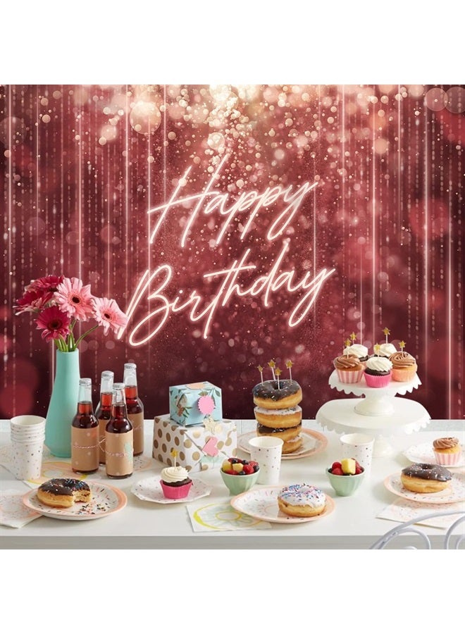 Rsuuinu خلفية عيد ميلاد سعيد للنساء مع بقع بوكيه باللون الوردي الذهبي والبرغندي لزينة حفلات عيد الميلاد للنساء والفتيات 20 30 40 50 60 70، لافتة، أكسسوارات كشك الصور 7x5 قدم - Image 3