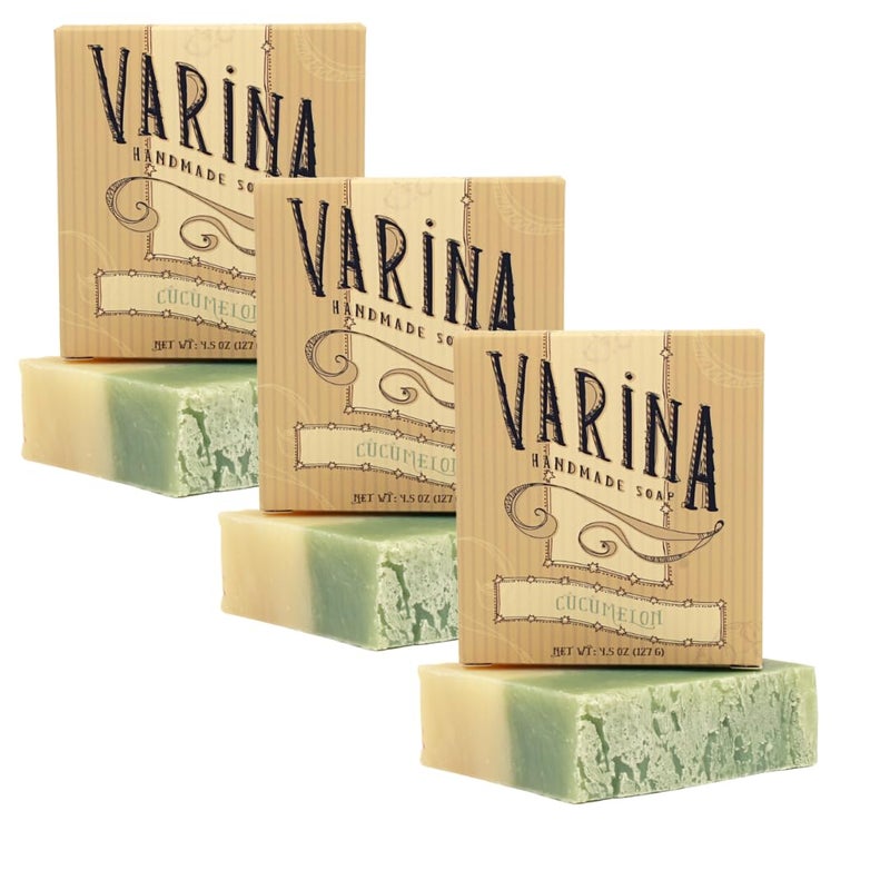 Varina Natural Cucumelon Bar Soap  Gentle Cleansing for Sensitive Skin Fruity  3 Pack