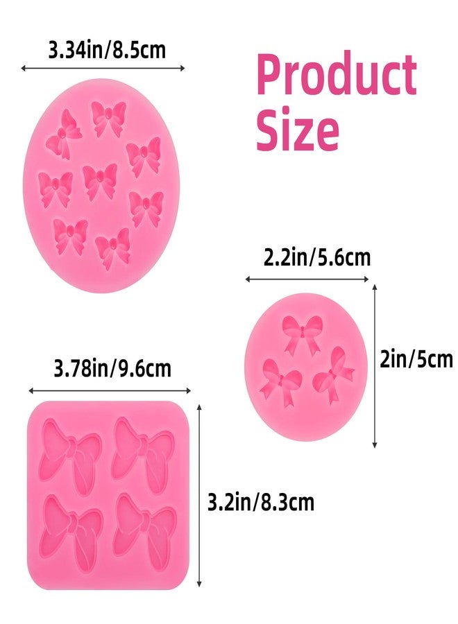 Roxjaejae 3 Pcs Bow Silicone Mold Fondant Bow Mold Chocolate Candy Cake Pop Molds Mouse Cartoon Bow Molds for Cake Decorating, DIY Desserts, Fondant,Clay - Image 2