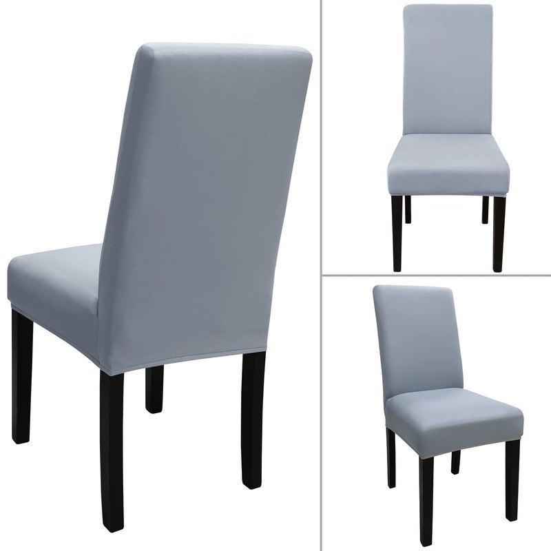 Keyroal Dining Room Chair Covers Set of 6  Stretch Solid Color Parsons Chair Slipcovers Spandex Removable Washable Kitchen Chair Protector Cover for Dining Room  Hotel  Ceremony(Light Grey) - Image 3