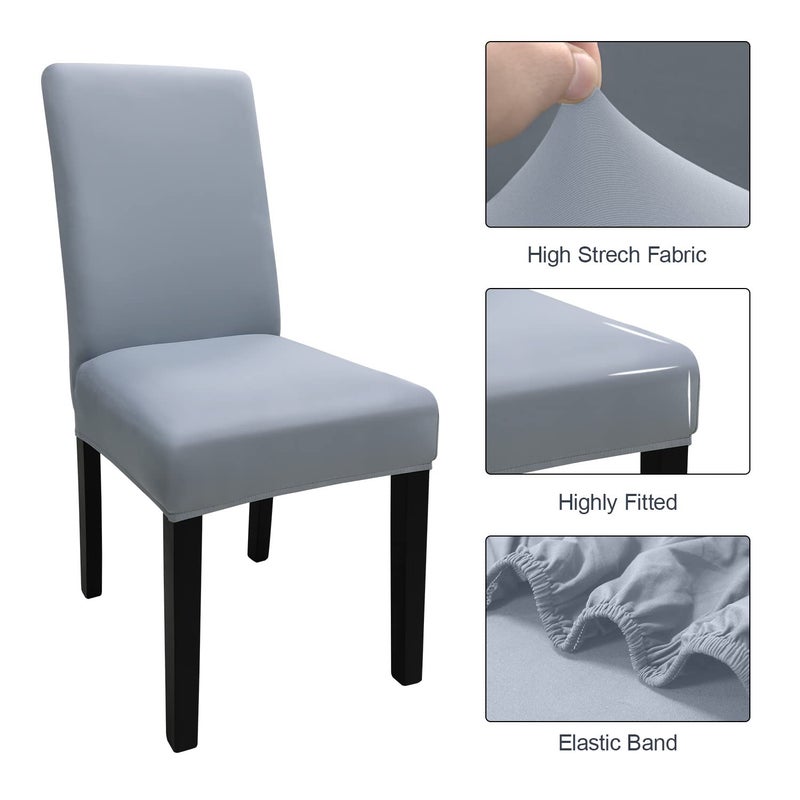Keyroal Dining Room Chair Covers Set of 6  Stretch Solid Color Parsons Chair Slipcovers Spandex Removable Washable Kitchen Chair Protector Cover for Dining Room  Hotel  Ceremony(Light Grey) - Image 4