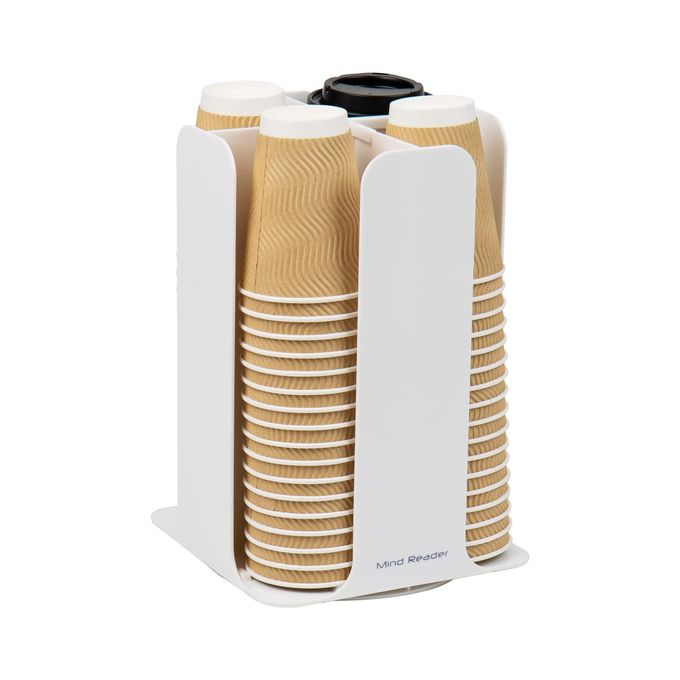 Mind Reader Lid Carousel, Countertop Org Coffee Bar, Beverage Cup Holder, Plastic, L x 7.75" W x 11.5" H, White - Image 1