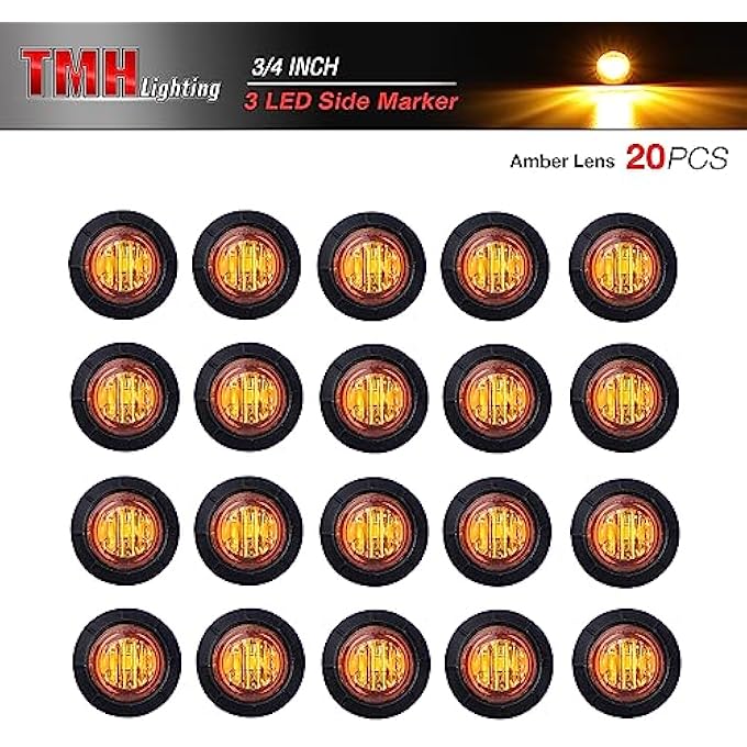 TMH Pack Of 20 34 Inch Mount Amber Led Clearance Bullet Marker Lights Side Led Marker Lights For Trailer Truck Rv Car Bus Van - Image 2