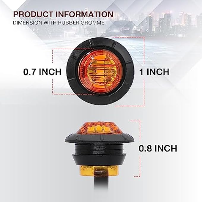 TMH Pack Of 20 34 Inch Mount Amber Led Clearance Bullet Marker Lights Side Led Marker Lights For Trailer Truck Rv Car Bus Van - Image 5