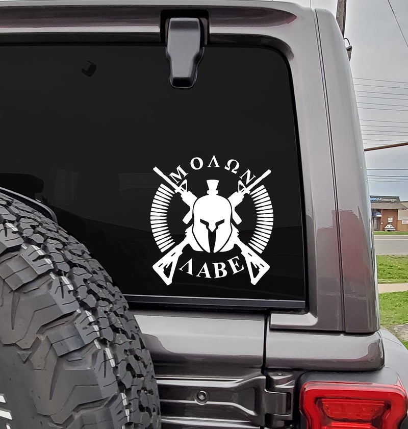 MAZ DISTRIBUTIONS – Molon Labe Sticker – Vinyl Long Lasting Decal for Window– Removable Waterproof Sticker for Waterbottle – Useable Indoor & Outdoor – Easy use for Car & Van – MAZ-408 - Image 2