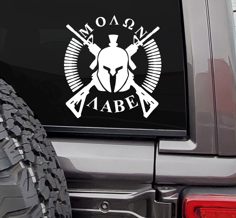 MAZ DISTRIBUTIONS – Molon Labe Sticker – Vinyl Long Lasting Decal for Window– Removable Waterproof Sticker for Waterbottle – Useable Indoor & Outdoor – Easy use for Car & Van – MAZ-408 - Image 1