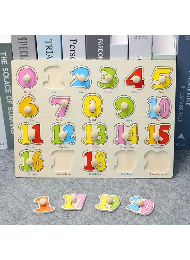 Wooden Digital Cognition Number Puzzle 0 20 Scratch Resistant Math Learning Toy For Early Childhood Education - Image 1