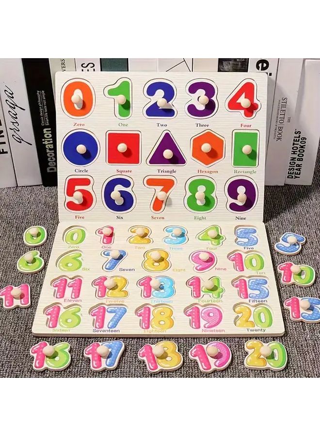 Wooden Digital Cognition Number Puzzle 0 20 Scratch Resistant Math Learning Toy For Early Childhood Education - Image 4