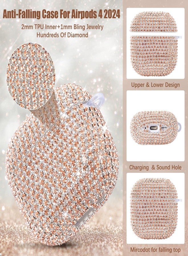 VISOOM Cute Jewelry Case for Airpods 4 Cases 2024 Cover Women, Sparkly Air pods 4 Gen Case Hard TPU Airpod Case 4th Generation Glitter iPods 4 Case with Bling Keychain for iPods Earbuds Airpods 4th - Image 3