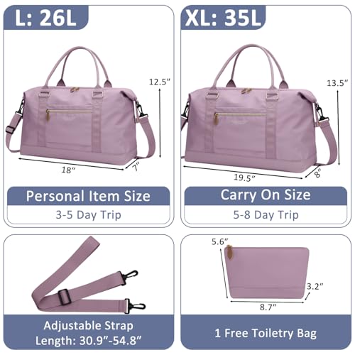 ELONGRIVER Travel Duffle Bag for Women Weekender Bags Hospital Bag for Labor Delivery Lightweight Tote Duffel Overnight Bag with Luggage SleeveAirplane Travel Bags Purple Large - Image 3