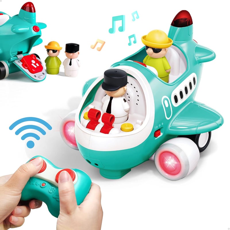 iPlay, iLearn Toddler RC Plane Toys, Baby Remote Control Musical Airplane W/Light & Sound, Pretend Play Travel Set W/Figures, Christmas Birthday Gifts for 18 24 Month, 2 3 4 Year Old Kids Boys Girls - Image 1