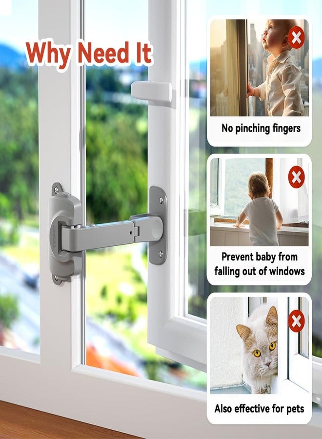 EUDEMON 1 Packing Updated Baby Window Safety Lock, Childproof Window Restrictor for UPVC, Adjustable Winodw Guard for Wooden, Metal Frames (Grey) - Image 2
