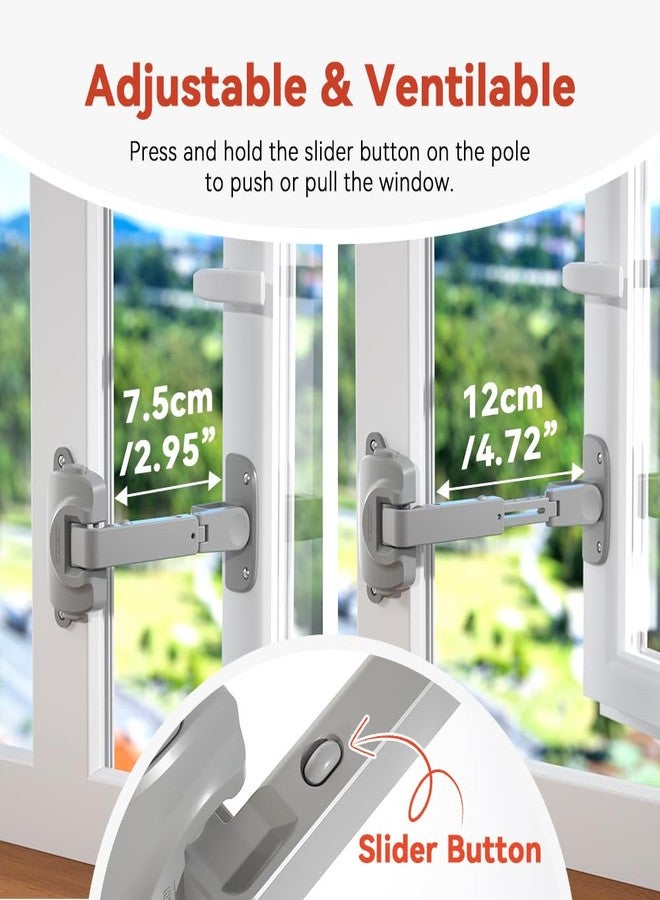 EUDEMON 1 Packing Updated Baby Window Safety Lock, Childproof Window Restrictor for UPVC, Adjustable Winodw Guard for Wooden, Metal Frames (Grey) - Image 3