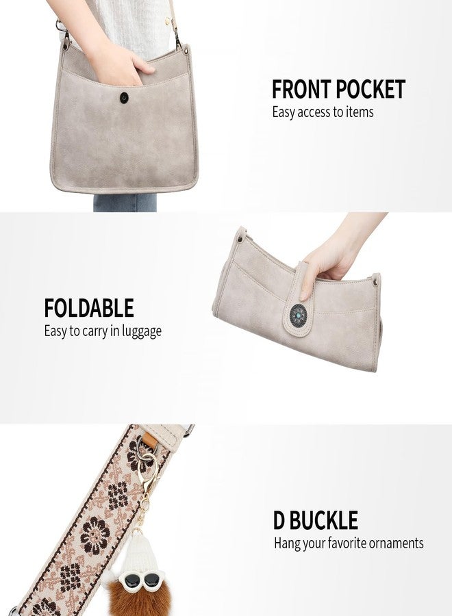 APHISON Crossbody Bags For Women Trendy, Vegan Leather Hobo Purse Multi Pockets Shoulder Handbags Bucket Bag with 2 Strap Grey - Image 3
