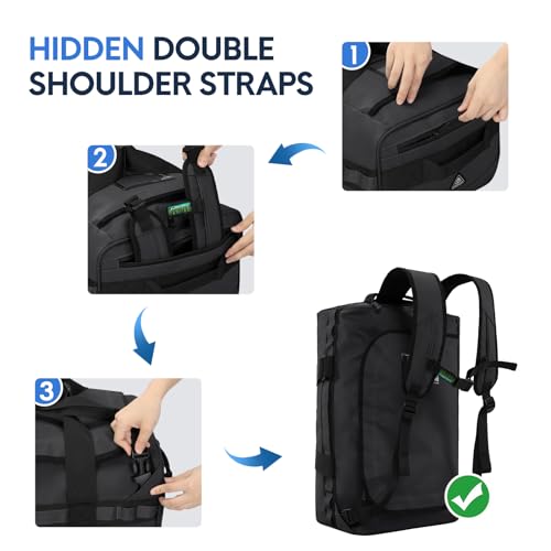 Haimont Gym Duffel Backpack Bag for Men Large Sports Duffle Bags with Backpack Straps for Hiking Travel Weekender Workout, Water Resistant, Black, 90L - Image 2