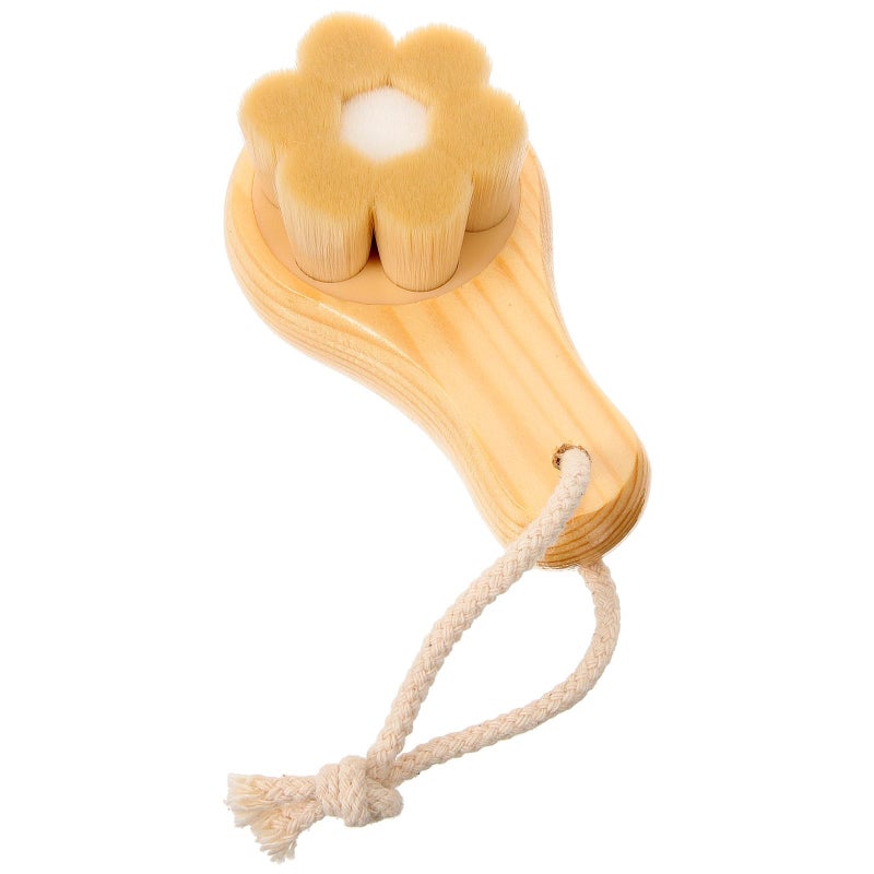 Wood Handle Facial Cleaning Brush Soft Bristles Manual Face Scrubber Exfoliator - Image 2
