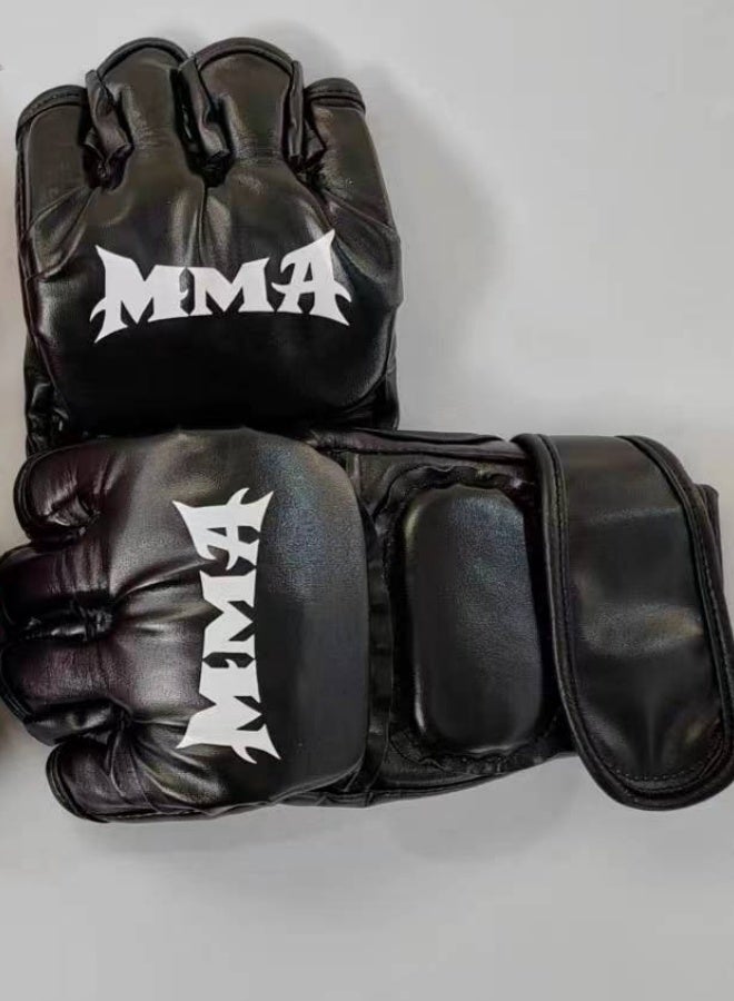 MMA قفازات للبالغين لحقيبة الملاكمة، للملاكمة، التدريب القتالي، نصف إصبع مع حشوة سميكة، لف طويل للمعصم، قفازات ملاكمة مضادة للإصابة، قفازات كيك بوكسينغ - Image 3