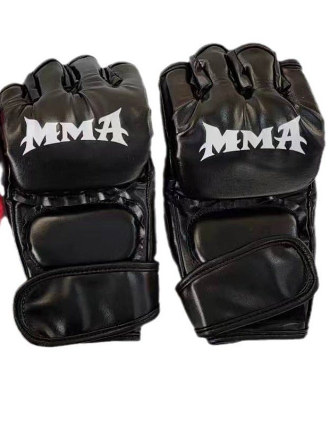 MMA قفازات للبالغين لحقيبة الملاكمة، للملاكمة، التدريب القتالي، نصف إصبع مع حشوة سميكة، لف طويل للمعصم، قفازات ملاكمة مضادة للإصابة، قفازات كيك بوكسينغ - Image 2