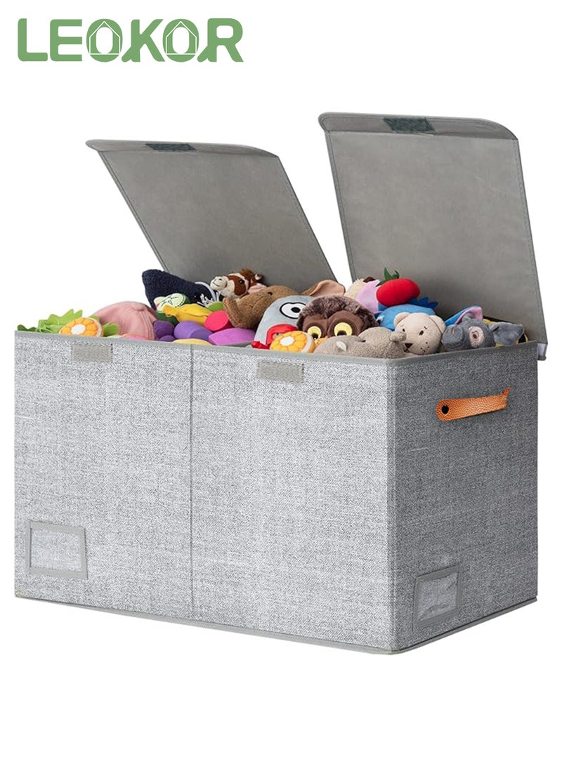 ليوكور منظم العاب صندوق ألعاب مع أغطية، منظم تخزين ألعاب قابل للطي مع مقابض، صناديق حاويات لألعاب الأطفال، منظمات غرفة اللعب لغرفة الحضانة، غرفة المعيشة، 25 بوصة × 13 بوصة × 16 بوصة - Image 1