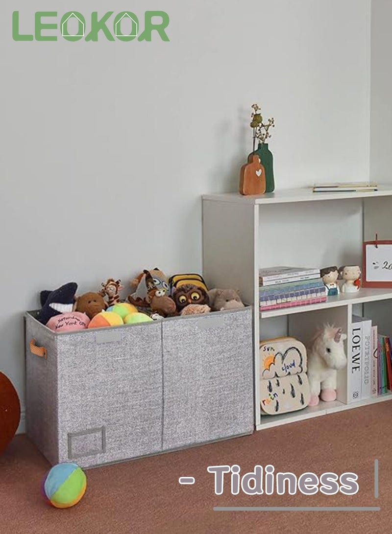 ليوكور منظم العاب صندوق ألعاب مع أغطية، منظم تخزين ألعاب قابل للطي مع مقابض، صناديق حاويات لألعاب الأطفال، منظمات غرفة اللعب لغرفة الحضانة، غرفة المعيشة، 25 بوصة × 13 بوصة × 16 بوصة - Image 2