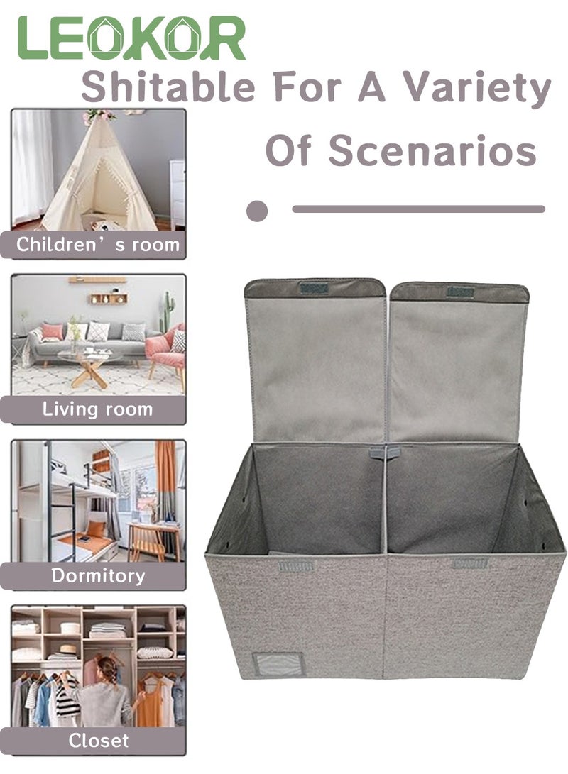ليوكور منظم العاب صندوق ألعاب مع أغطية، منظم تخزين ألعاب قابل للطي مع مقابض، صناديق حاويات لألعاب الأطفال، منظمات غرفة اللعب لغرفة الحضانة، غرفة المعيشة، 25 بوصة × 13 بوصة × 16 بوصة - Image 3