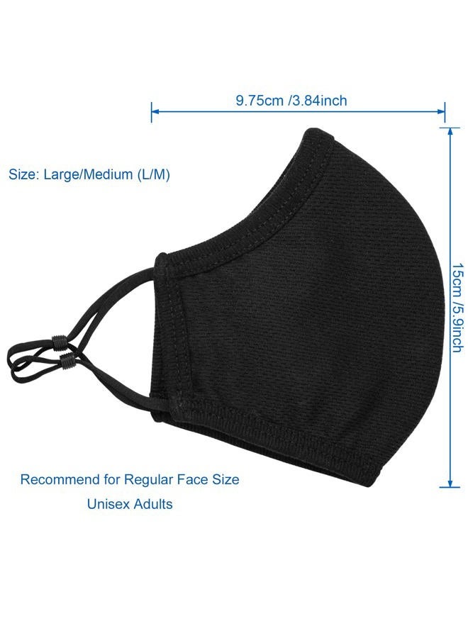 Yarehand Cloth Face Mask, 3-Ply Adjustable Ear Loops, Washable Reusable Cotton Black Sport Masks for Unisex Adults (Pack of 4) - Image 5