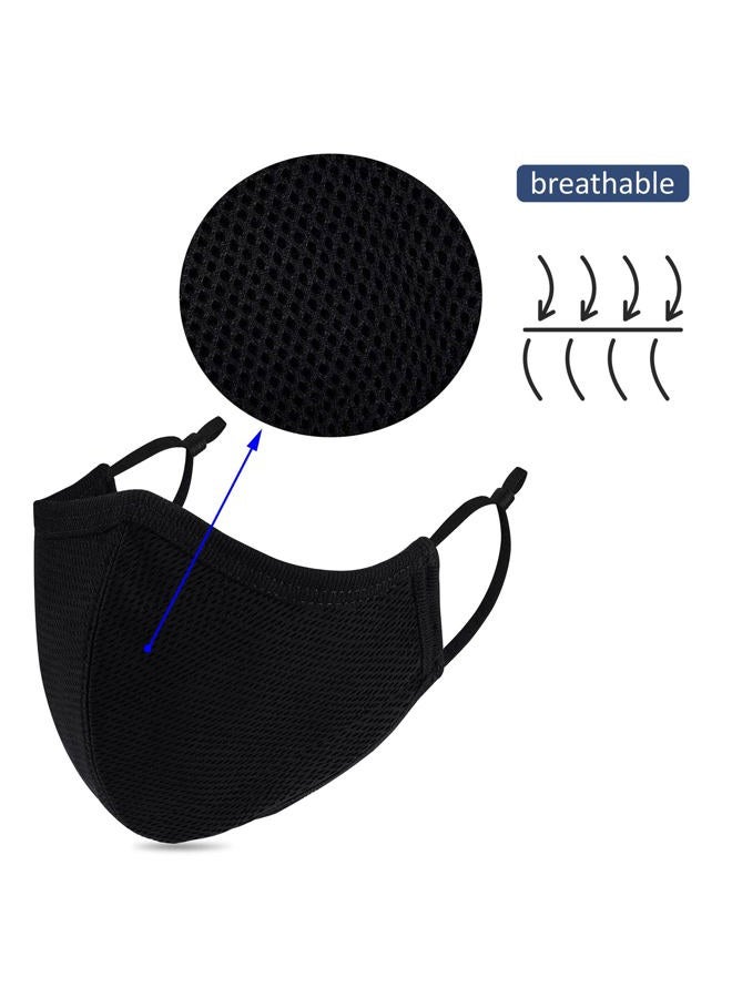 Yarehand Cloth Face Mask, 3-Ply Adjustable Ear Loops, Washable Reusable Cotton Black Sport Masks for Unisex Adults (Pack of 4) - Image 2