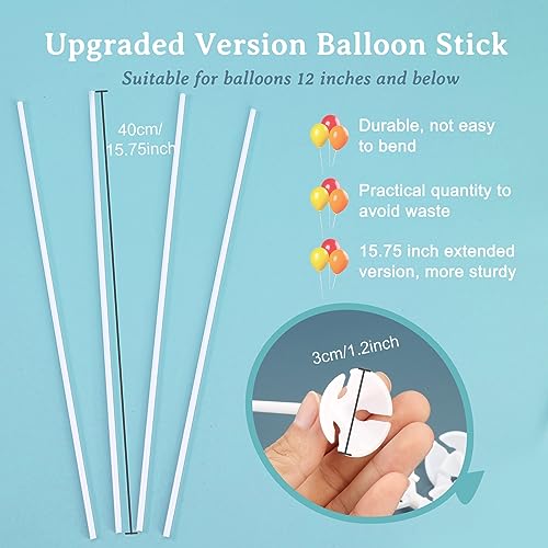 PP OPOUNT 20 PCS Balloon Sticks 157 Inch Sticks with Cups Plastic Sticks for Anniversary Birthday Wedding Decoration Centerpieces White - Image 5