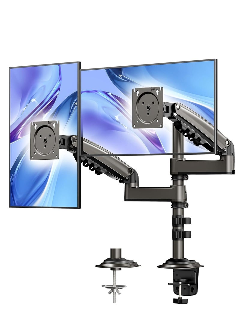 Generic Dual Monitor Stand for 13"–32" Screens – Adjustable Desk Mount with Tilt & Swivel, Vertical Stacking, VESA 75/100, Holds up to 9kg per Screen  - Image 1