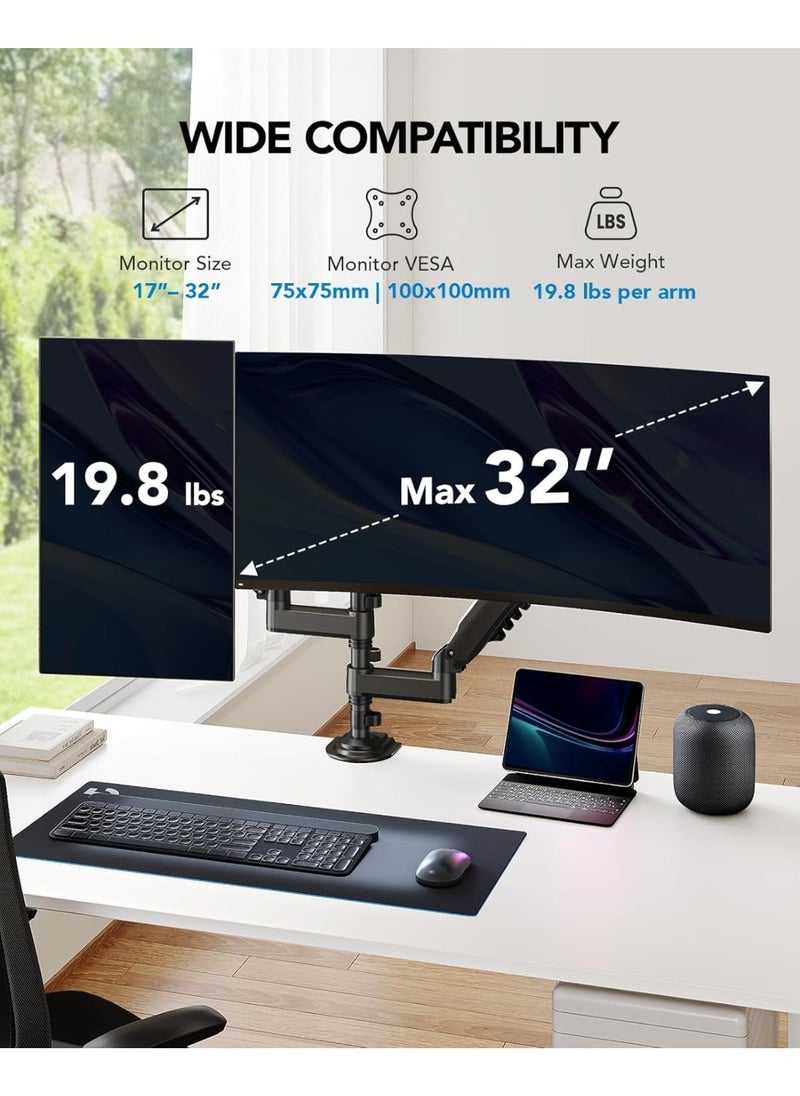 Generic Dual Monitor Stand for 13"–32" Screens – Adjustable Desk Mount with Tilt & Swivel, Vertical Stacking, VESA 75/100, Holds up to 9kg per Screen  - Image 5