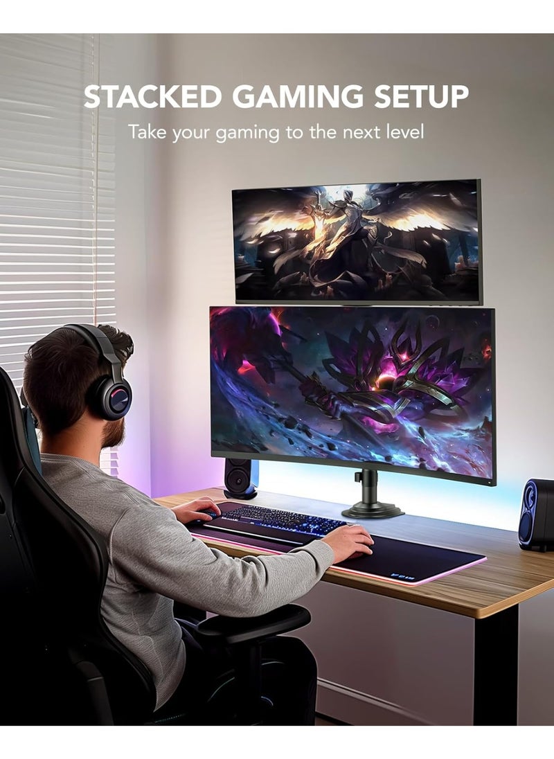 Generic Dual Monitor Stand for 13"–32" Screens – Adjustable Desk Mount with Tilt & Swivel, Vertical Stacking, VESA 75/100, Holds up to 9kg per Screen  - Image 2