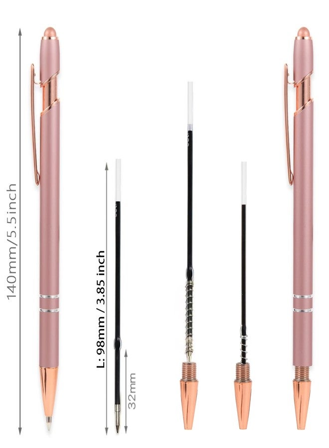 MengRan 12pcs Rose Gold Pens with Stylus Tip, Black Ink Medium Point Ballpoint Pens,Stylus Pens for Touch Screens (12 Rose Gold) - Image 2