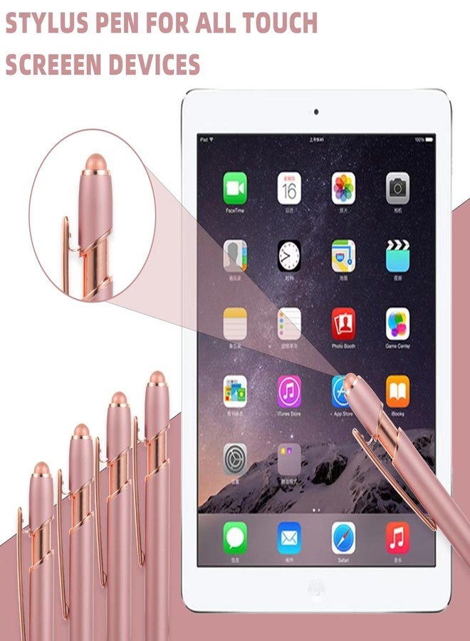 MengRan 12pcs Rose Gold Pens with Stylus Tip, Black Ink Medium Point Ballpoint Pens,Stylus Pens for Touch Screens (12 Rose Gold) - Image 3