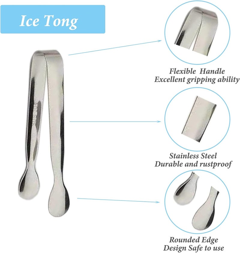 Sunenlyst 12PCS Ice Tongs Mini Sugar Tongs 4.25Inch Stainless Steel Small Serving Tong, Small Kitchen Tong for Appetizers,Tea Party, Coffee Bar, Desserts (Silver-12pcs) - Image 2