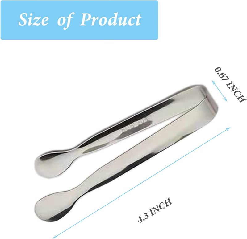 Sunenlyst 12PCS Ice Tongs Mini Sugar Tongs 4.25Inch Stainless Steel Small Serving Tong, Small Kitchen Tong for Appetizers,Tea Party, Coffee Bar, Desserts (Silver-12pcs) - Image 3