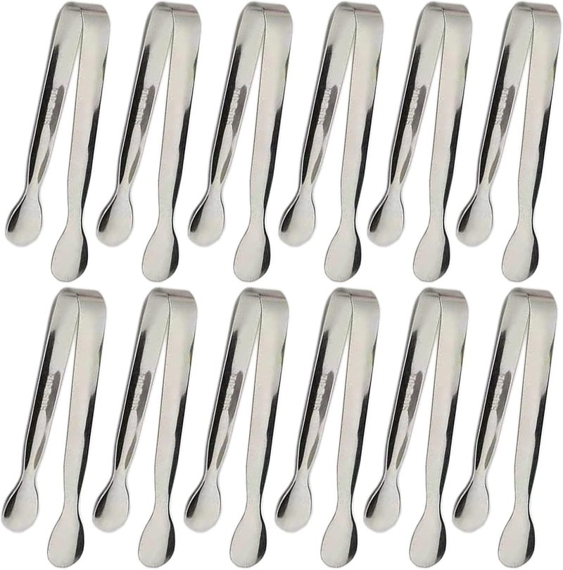 Sunenlyst 12PCS Ice Tongs Mini Sugar Tongs 4.25Inch Stainless Steel Small Serving Tong, Small Kitchen Tong for Appetizers,Tea Party, Coffee Bar, Desserts (Silver-12pcs) - Image 1