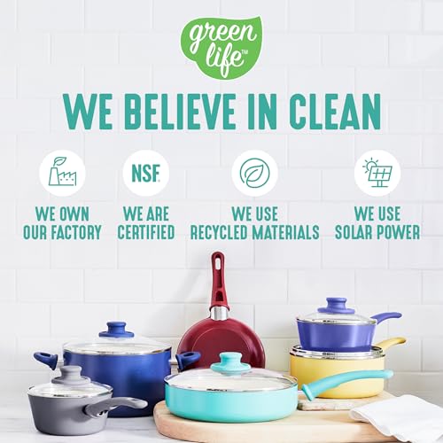 GreenLife 8 Piece Nonstick Cookware Set, Non-Toxic PFAS-Free Ceramic Pots & Pans, Dishwasher & Oven Safe, Frying, Sauce, Stock Pot, Glass Lids, Stay-Cool Handles, Wobble Free, Turquoise - Image 4