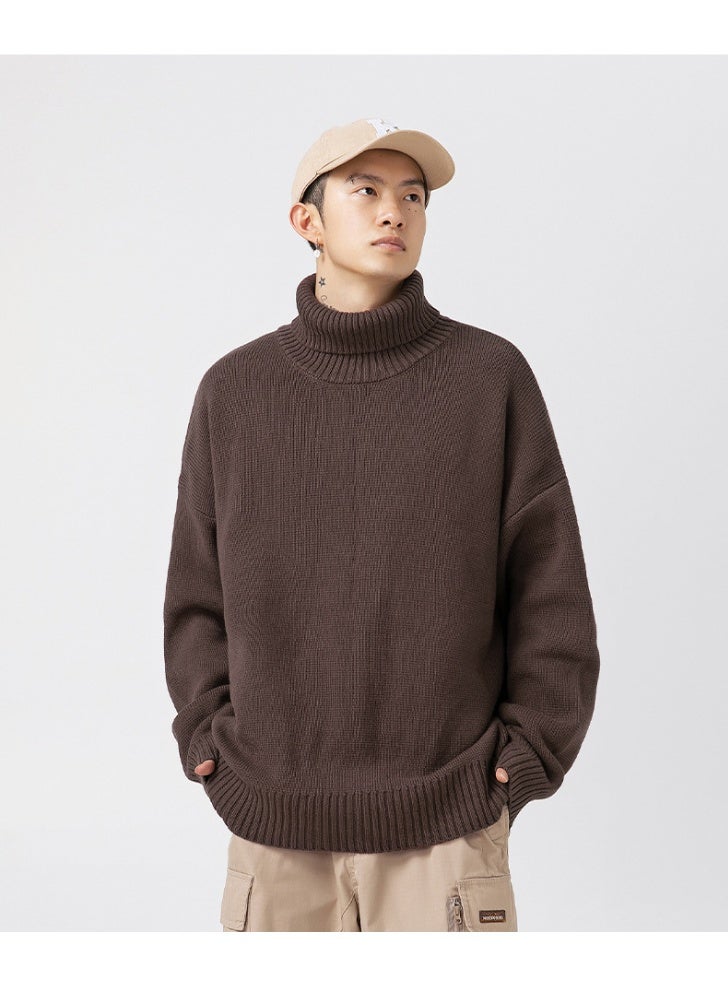 NIBEMINENT Turtleneck Sweater Men Pullover Casual Solid Color Knitted  Sweater Fashion Autumn Winter Men Clothing  Sweater Man - Image 3