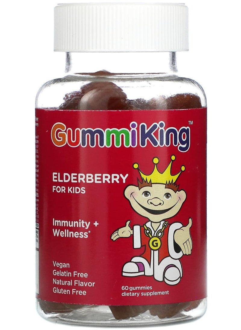GummiKing - Elderberry for Kids, Immunity + Wellness, Raspberry, 60 Gummies - Image 1