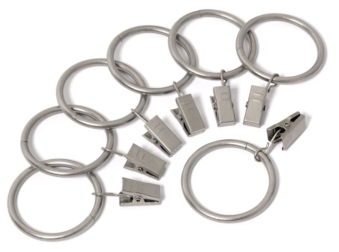 IRON METAL CURTAIN CLIP RINGS 1 12 INCH INTERIOR DIAMETER 20 SATIN NICKEL