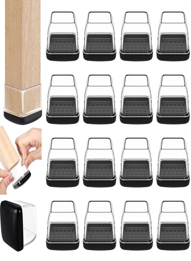 GAGUIUP Chair Sliders for Carpet, 16PCS Furniture Sliders for Carpeted Floors & Hardwood Floors, Square Chair Glide Pads for Quickly and Easily Moving Furniture, Protect Floor(Clear, Fit 1.1"-1.4") - Image 1