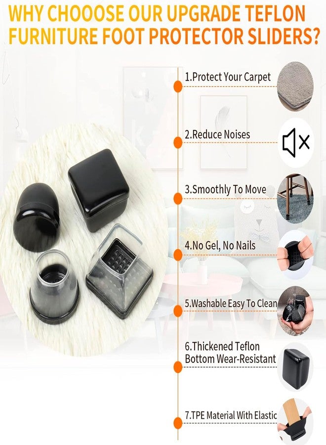 GAGUIUP Chair Sliders for Carpet, 16PCS Furniture Sliders for Carpeted Floors & Hardwood Floors, Square Chair Glide Pads for Quickly and Easily Moving Furniture, Protect Floor(Clear, Fit 1.1"-1.4") - Image 3