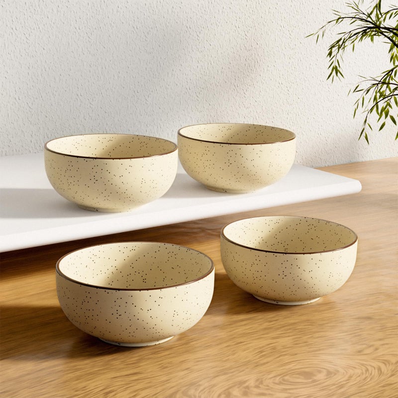 The Earth Store Creme Matte Ceramic Bowl Set of 4, 150ml Each | Vegetable Bowl | Dishwasher & Microwave Safe, Bowl for Snack, Dal, Curry, Salad, Perfect for Gifting & Daily Use - Image 4